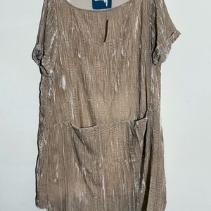 Anthropologie Tan velvet Dress